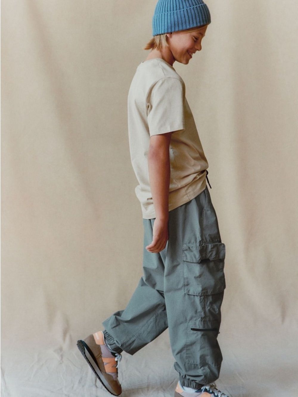 NEXT Boys Gray Cargo Pants Drawstring Pull On Elastic Waist Pockets Size 12Y